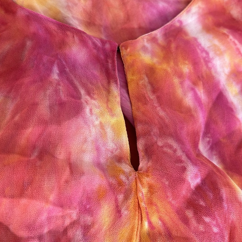 YFB YOUNG FABULOUS & BROKE DRESS Pink Orange Tie Dye Maxi Kaftan Dress S/M - Picture 5 of 7